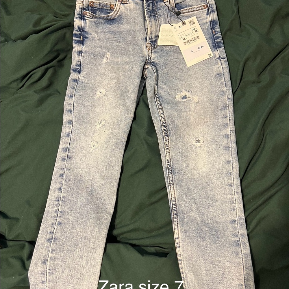 Zara Light Blue Skinny Distressed Jeans